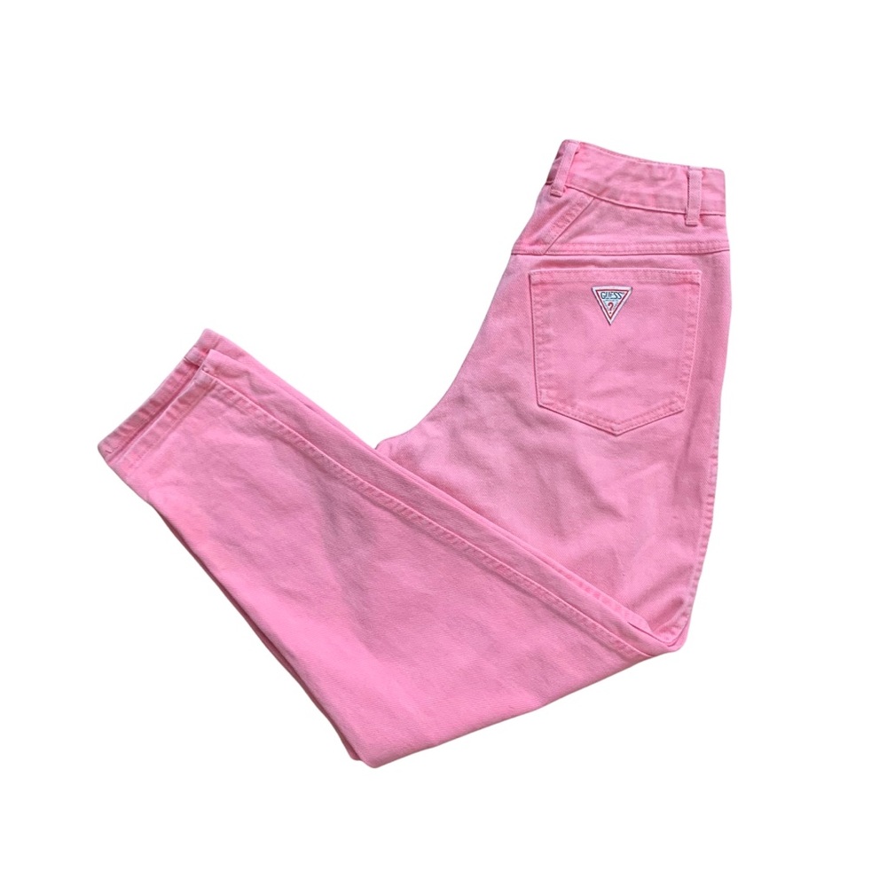 Vintage 90s Bubblegum Pink Pleated Front High Waisted Mom Jeans | Tapered Leg